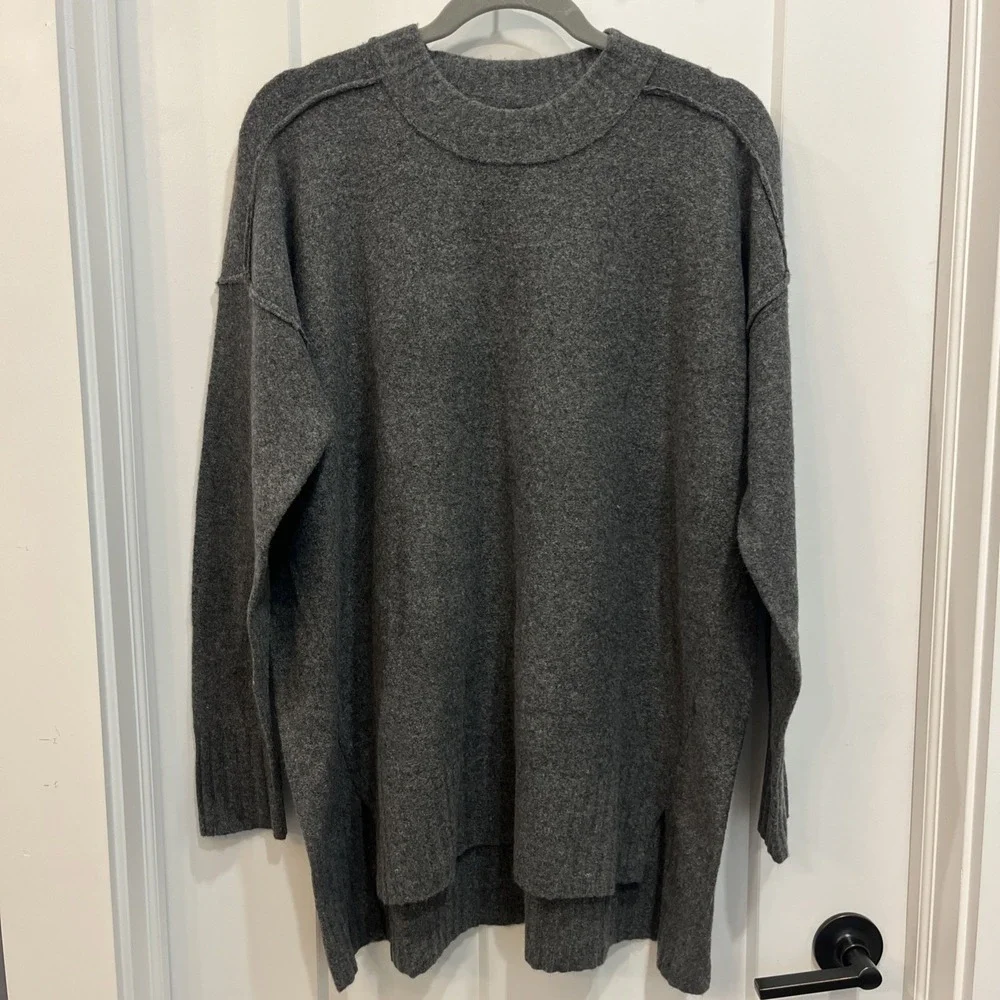 Free People Sweater Tunic Phoebe Oversize Soft Knit Pullover Jumper Gray‎ Sz S